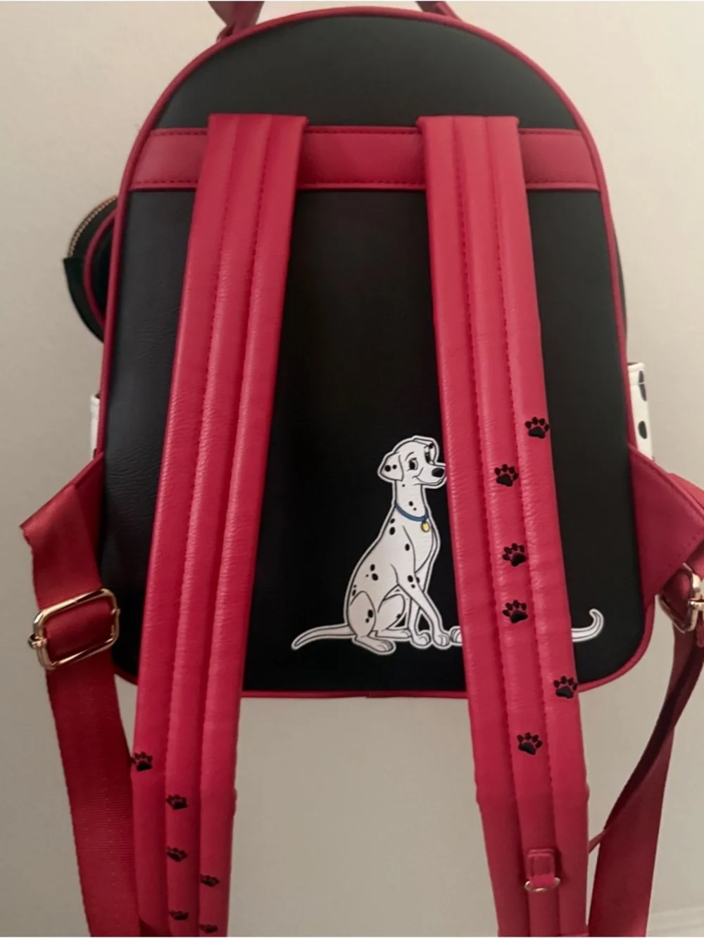 Disney Black and Red 101 Dalmatians Dog Applique Mini Backpack
